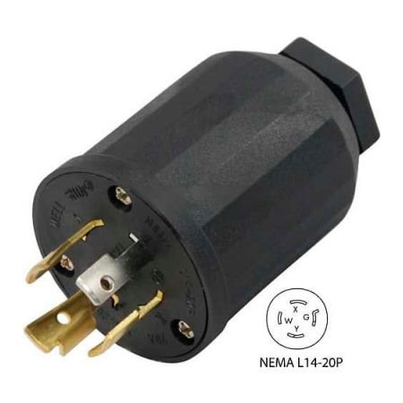 Conntek Conntek 60315, 20-Amp Locking Assembly Plug with NEMA L14-20P Male End, 3 Pole- 4 Wire 60315